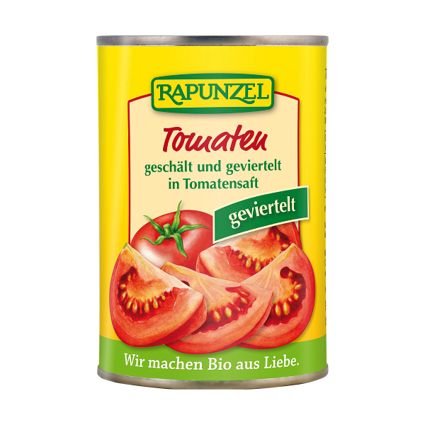 Rapunzel Tomaten geschält und geviertelt in der Dose